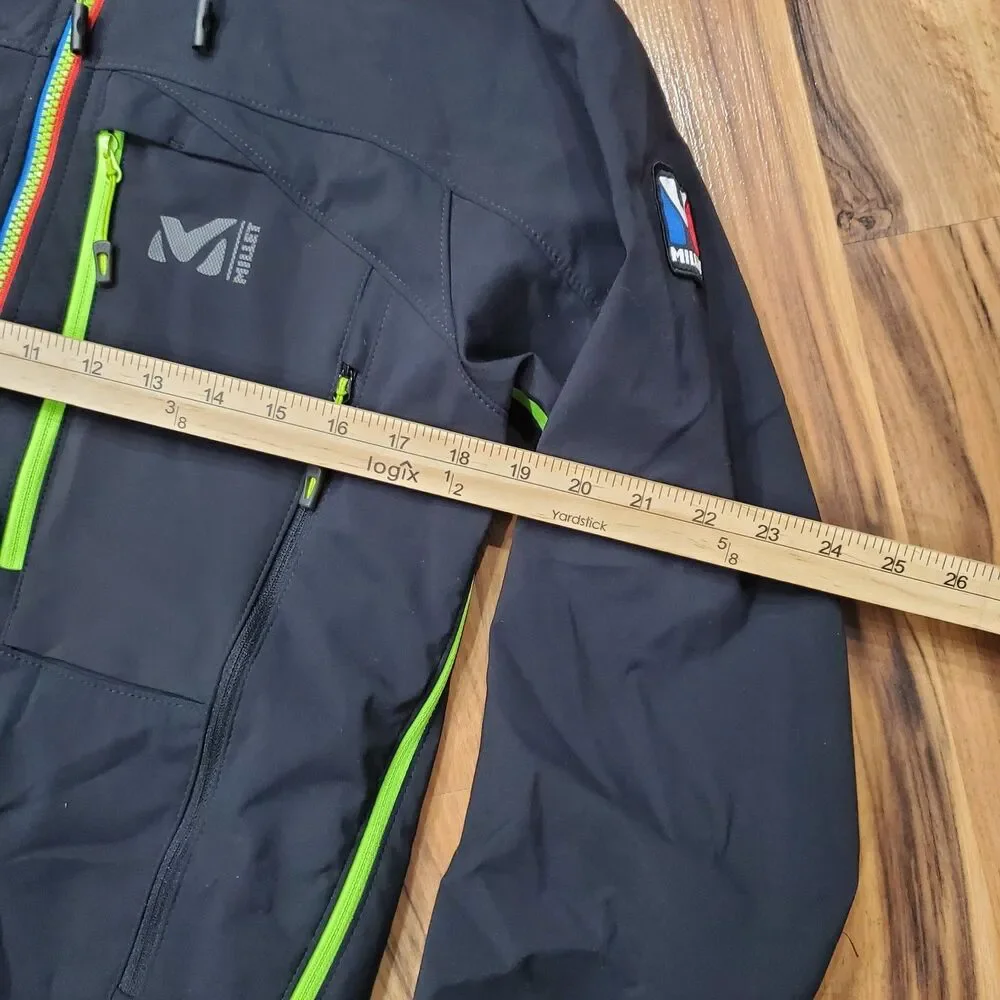 MILLET Jacket Mens Medium Black WINDSTOPPER Full-Zip Pockets Hooded Outdoor